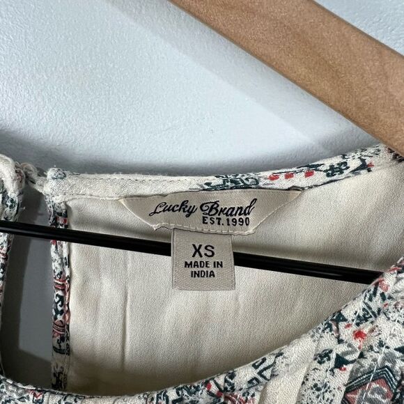 Lucky Brand Ivory Mini Dress W/ Blue & Red Pattern - Picture 2 of 8